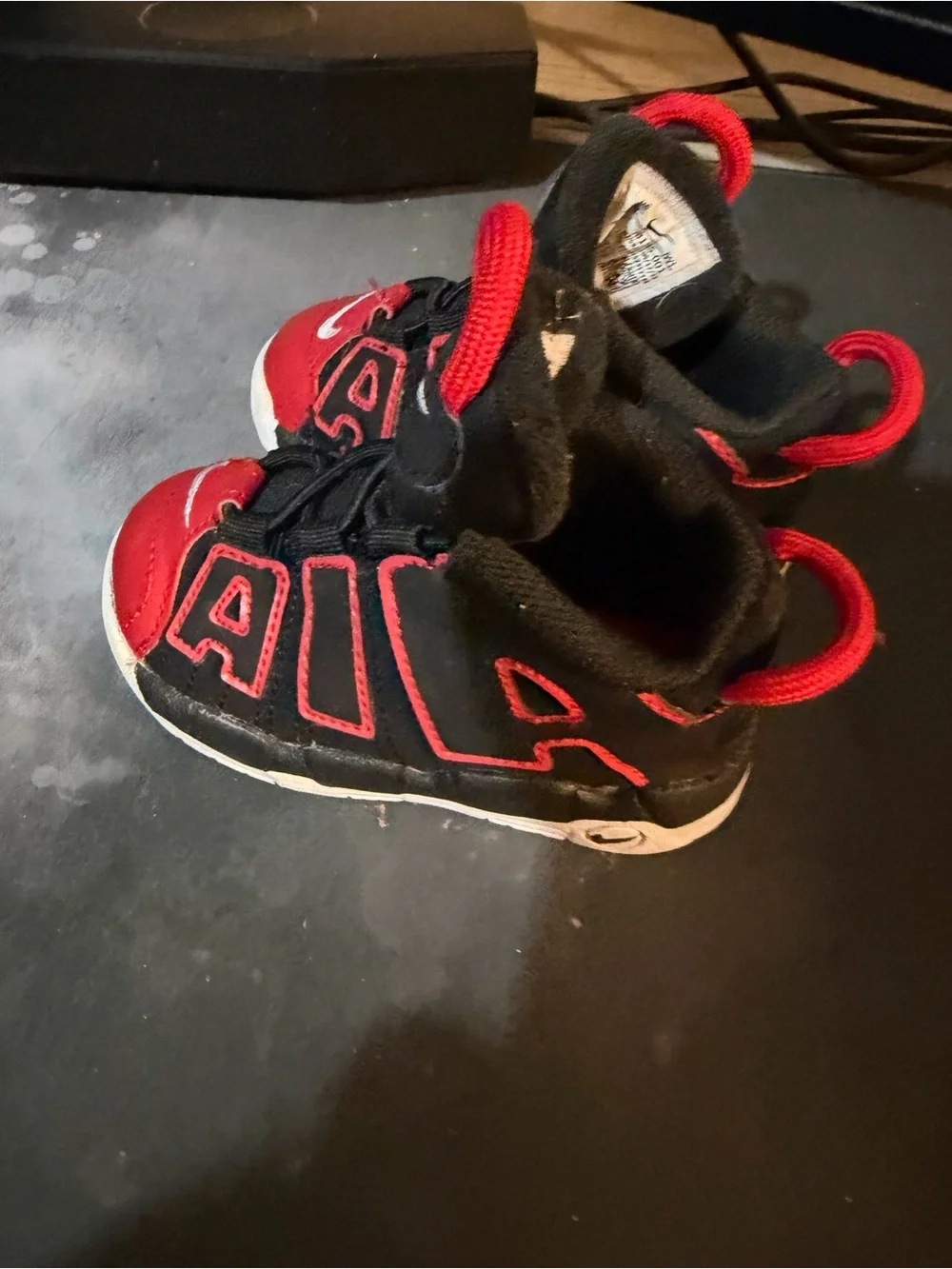 Nike Kids Red and Black High-Top Sneakers 6c